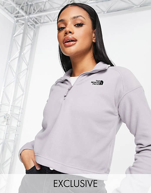 Women The North Face 100 Glacier 1/4 zip cropped fleece in washed grey Exclusive at  