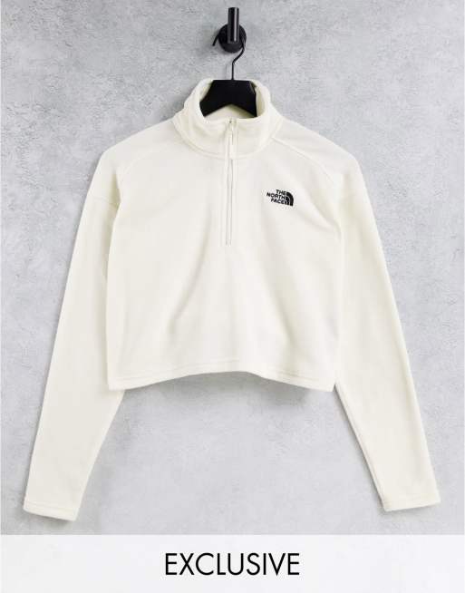 The North Face 100 Glacier 1/4 Zip Cropped Fleece in White