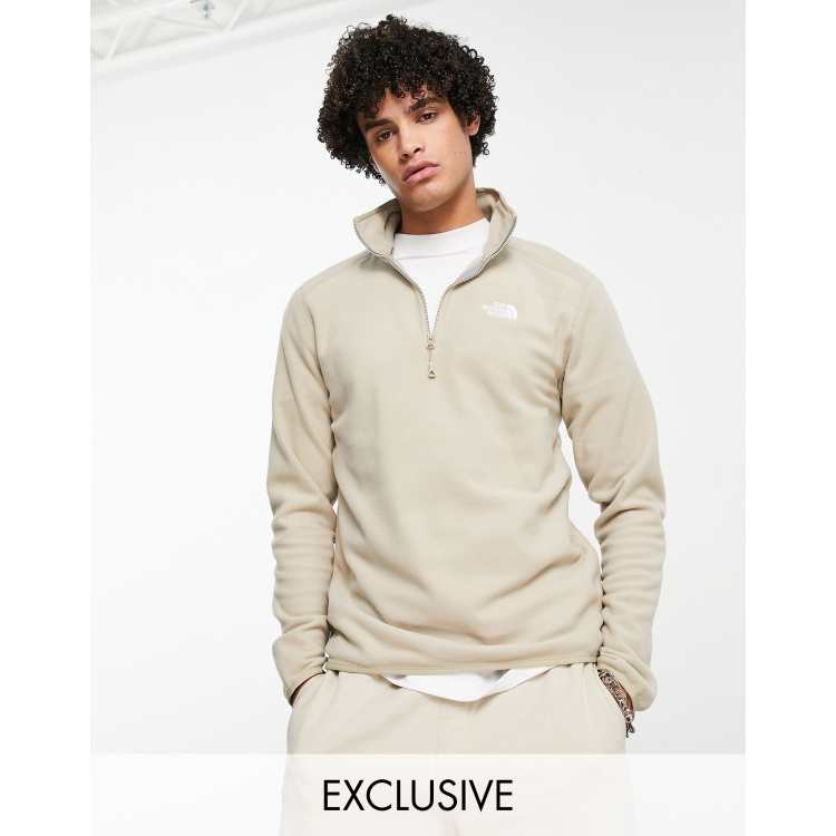 The North Face 100 Glacier 1/4 zip fleece in beige Exclusive at ASOS