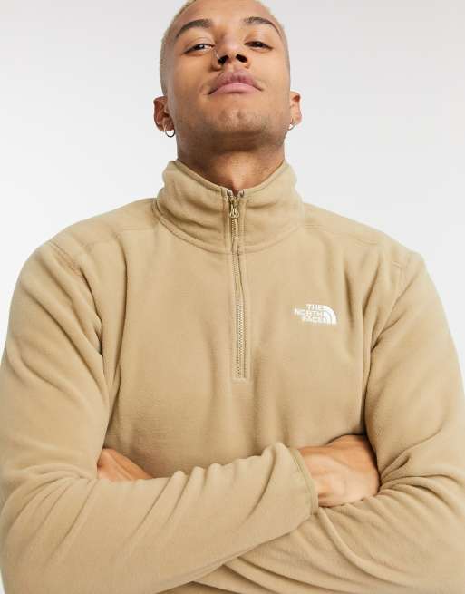 The North Face 100 Glacier 1 4 zip fleece in beige