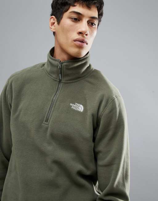 The North Face 100 Glacier 1/4 Zip Fleece In Green | ASOS
