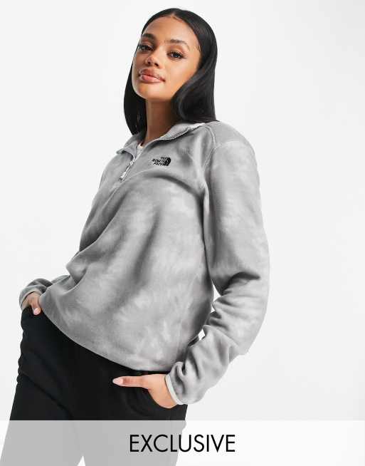 The North Face 100 Glacier 1/4 zip fleece in grey tie dye Exclusive at ASOS