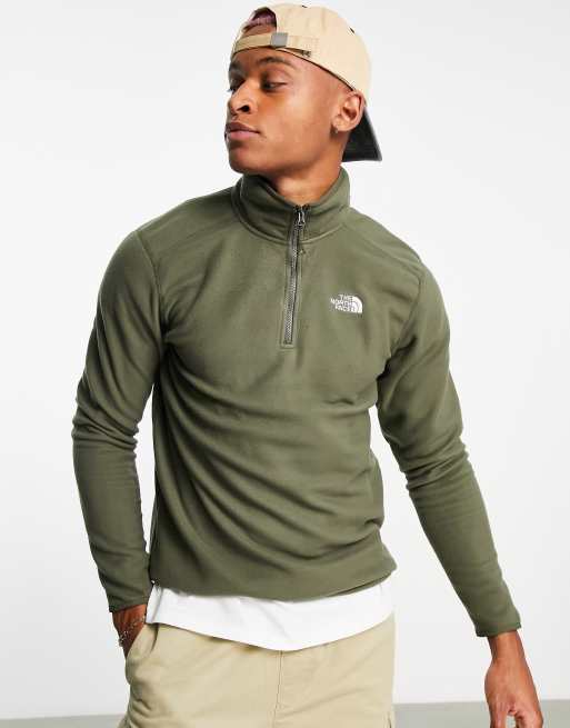 The North Face 100 Glacier 1/4 zip fleece in green