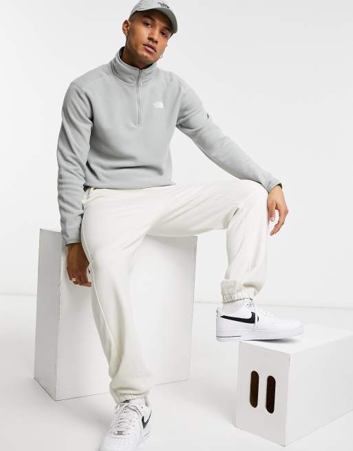 The North Face 100 Glacier 1 4 zip fleece in light grey ASOS