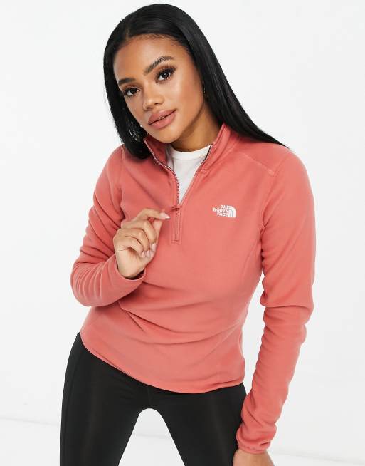 Pink north face half zip new arrivals