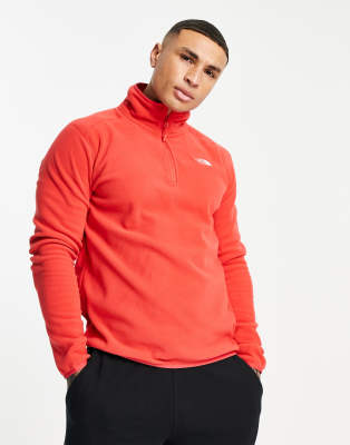 north face red quarter zip