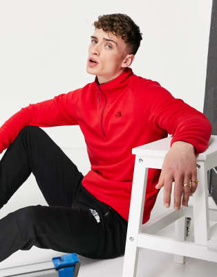 north face red quarter zip