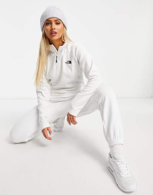 The North Face 100 Glacier 1/4 zip fleece in white Exclusive at ASOS