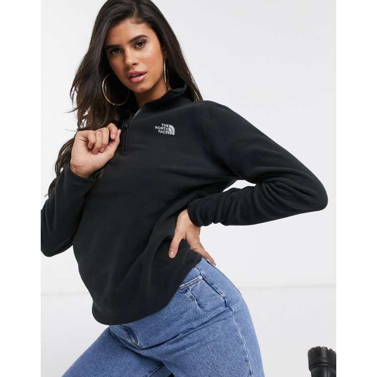 The North Face 100 Glacier boyfriend 1/4 zip fleece in black ASOS