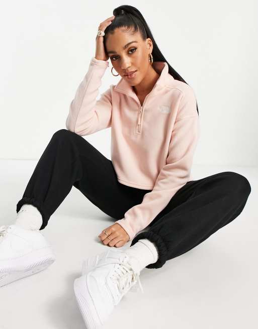 The North Face 100 Glacier Cropped fleece in pink Exclusive at ASOS, 4 of 4