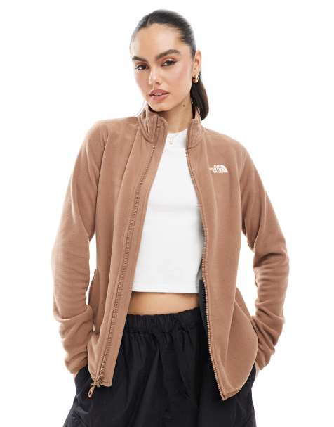 The North Face – 100 Glacier – Fleece-Jacke in Milchkaffeebraun mit Reißverschluss - view 1