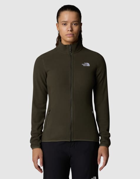 The North Face – 100 Glacier – Fleece-Jacke in neuem Taupe-Grün mit Reißverschluss - view 1