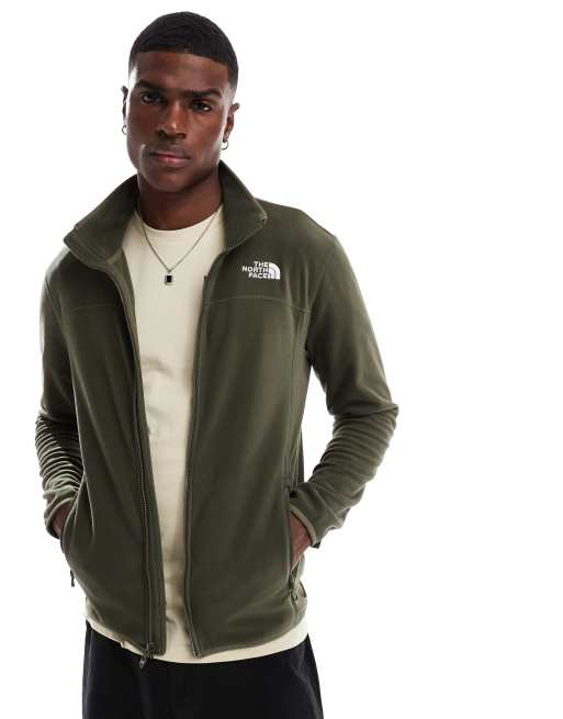 The North Face – 100 Glacier – Fleece-Jacke in neuem Taupe-Grün mit Reißverschluss