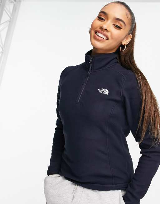 The North Face 100 Glacier Fleece met 1 4 rits in marineblauw ASOS