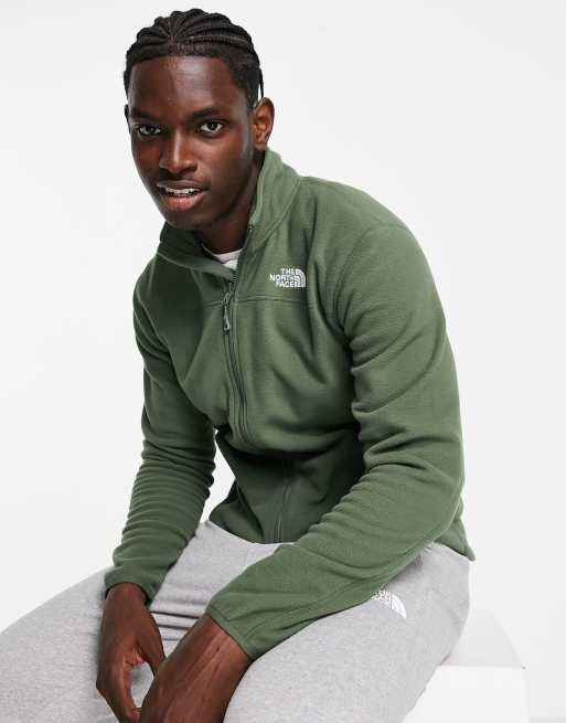 The North Face – 100 Glacier – Fleecejacke in Khaki mit durchgehendem Reißverschluss