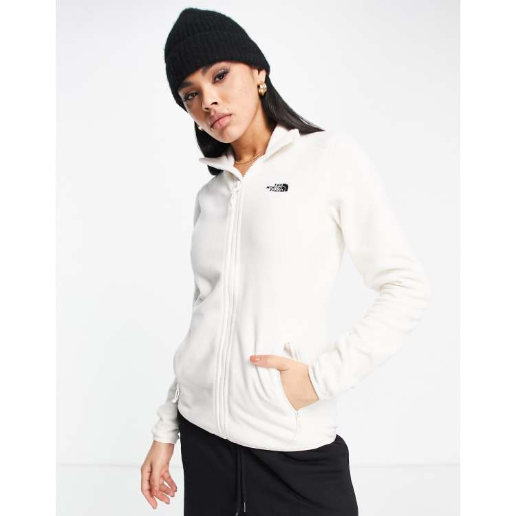 White fuzzy store north face jacket