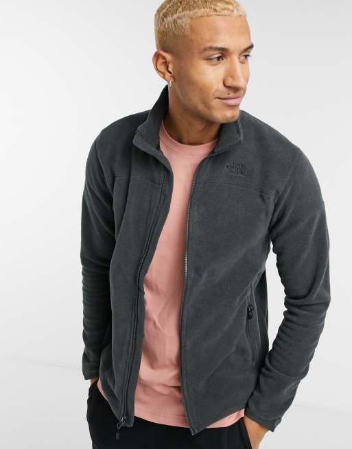 The North Face – 100 Glacier – Graue Fleecejacke mit durchgehendem Reißverschluss