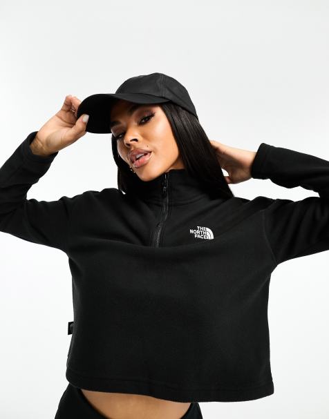 The North Face – 100 Glacier – Kurz geschnittener Fleece-Pullover in Schwarz mit kurzem 1/4-Reißverschluss - view 1