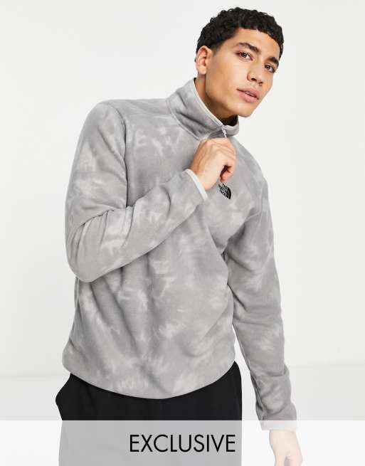 The North Face – 100 Glacier – Szary polar z efektem tie-dye z zamkiem o długości 1/4 – Tylko w ASOS
