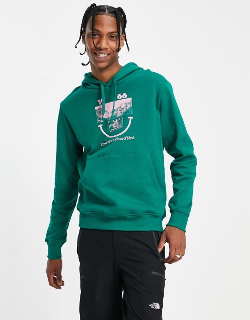 The North Face - 1966 Hoodie met print van glimlachend gezicht in groen, exclusief bij ASOS