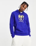[The North Face] The North Face 1966 Smile Face printed hoodie in dark blue Exclusive at ASOS L Blue