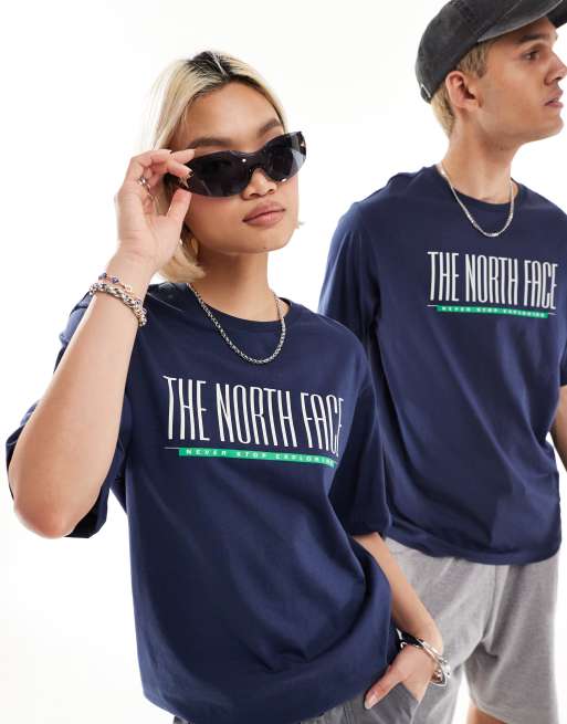 The North Face - 1966 - T-shirt met retro logo in marineblauw