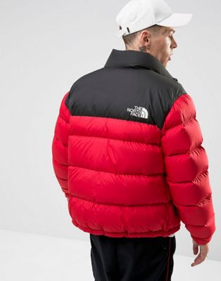 north face red and black puffer