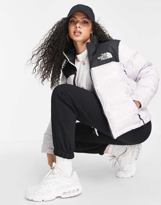 The North Face 1996 Retro Nuptse down jacket in lavender splatter print, 4 of 4