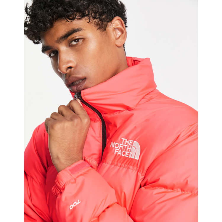 The North Face 1996 Retro Nuptse down puffer jacket in bright coral | ASOS