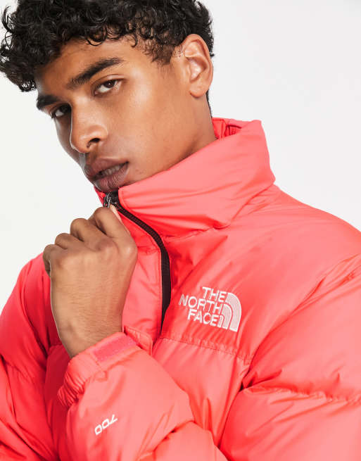 Red north face puffer cheap jacket mens