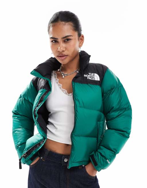 The North Face 1996 Retro Nuptse down puffer jacket in dark green and black ASOS