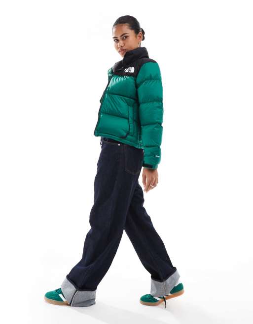 The North Face 1996 Retro Nuptse down puffer jacket in dark green and black ASOS