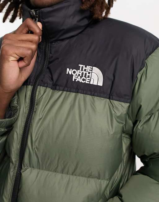 Olive green north store face parka