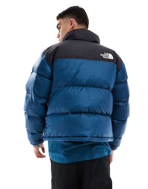 The North Face 1996 Retro Nuptse down puffer jacket in petrol blue and black