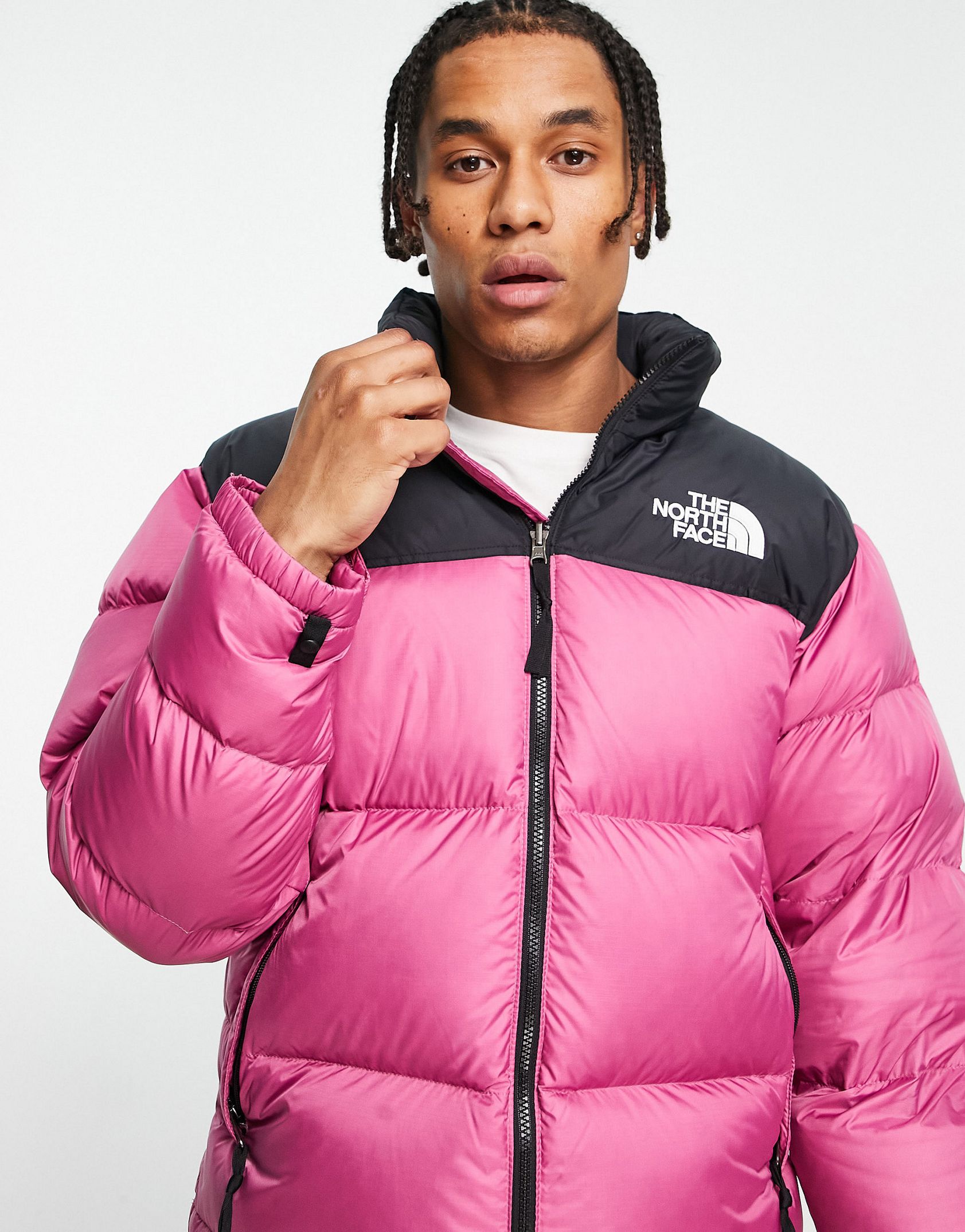 The North Face 1996 Retro Nuptse down puffer jacket in pink and black -  Price Checker