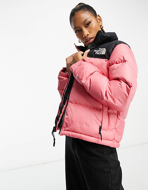 The North Face 1996 Retro Nuptse down puffer jacket in pink and black ...