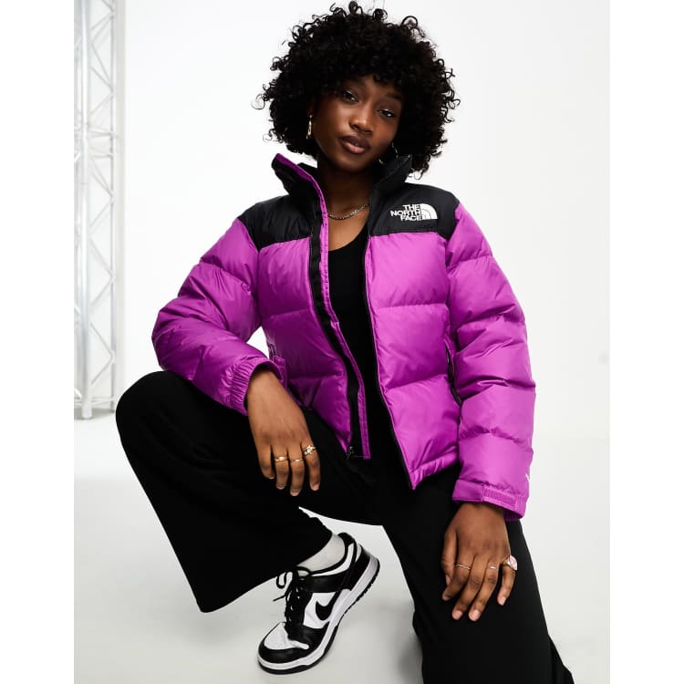 The North Face 1996 Retro Nuptse down puffer jacket in purple and black ASOS