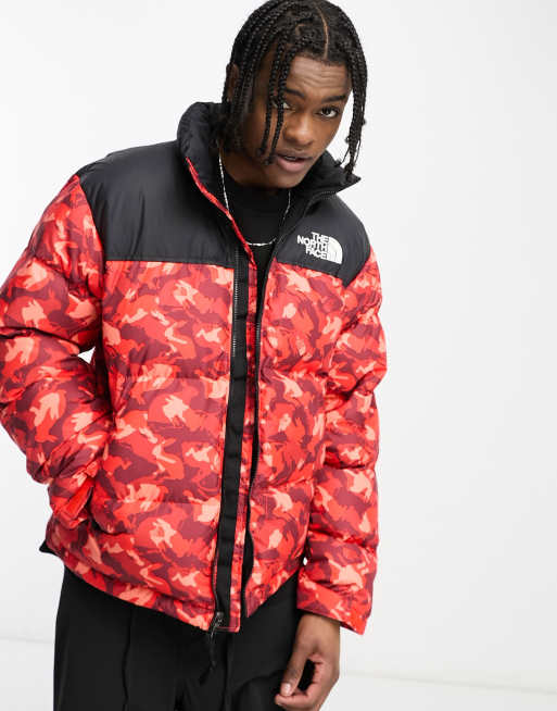 Red north cheap face bubble coat