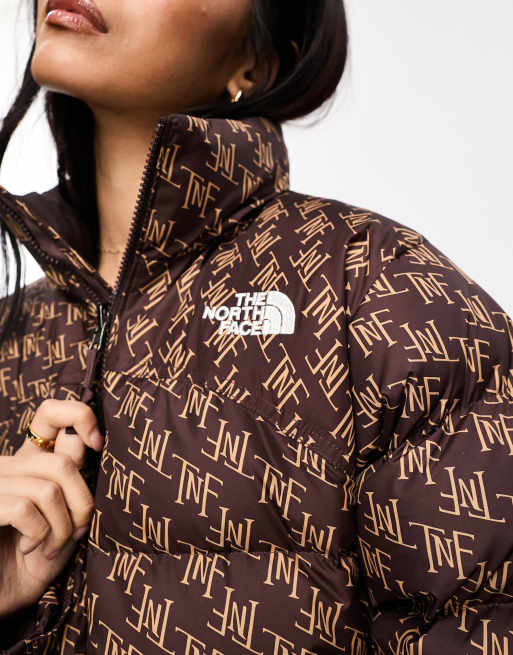 The North Face 1996 Retro Nuptse down puffer jacket with monogram print in  brown