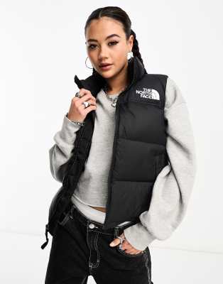 The North Face 1996 Retro Nuptse Down Puffer Vest In Black In Blue