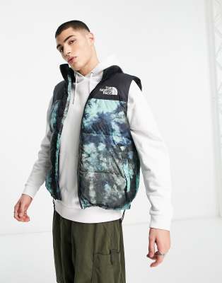 The North Face 1996 Retro Nuptse down puffer vest in wasabi ice print-Green