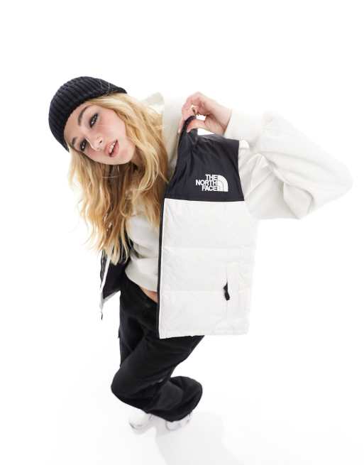 The North Face 1996 Retro Nuptse down puffer vest in white and black