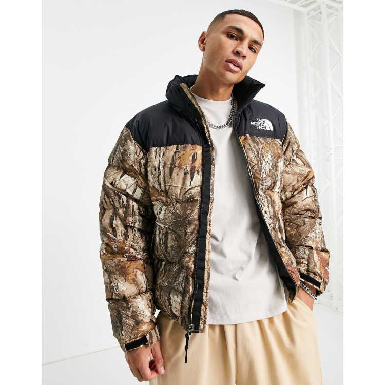 The North Face 1996 Retro Nuptse jacket in beige camo ASOS