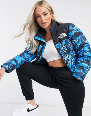 the north face blue camo jacket