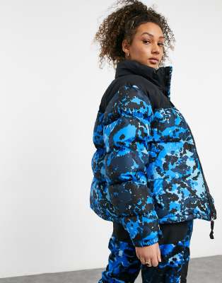 blue camo north face jacket