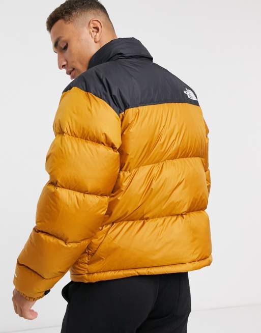 brown north face puffer jacket nuptse