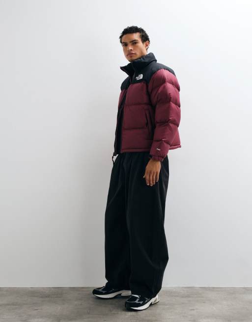 The North Face 1996 Retro Nuptse jacket in burgundy and black, 2 of 9