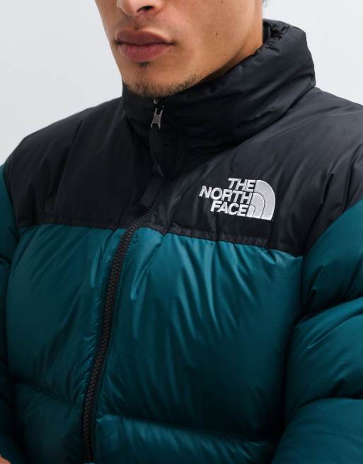 The North Face 1996 Retro Nuptse jacket in green and black, 2 of 5