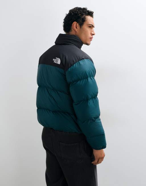 The North Face 1996 Retro Nuptse jacket in green and black, 3 of 5