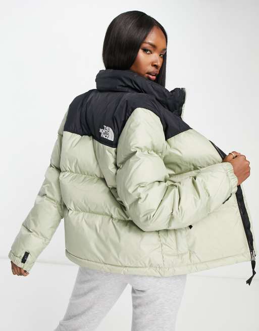 The North Face 1996 Retro Nuptse jacket in light green | ASOS